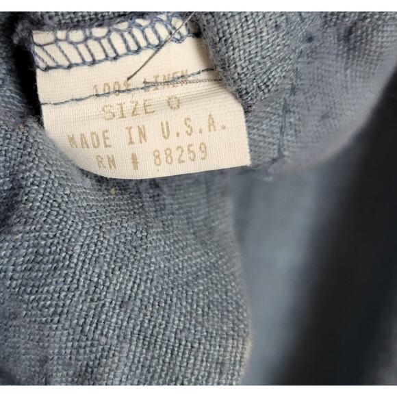 VTG Subtle Tones Linen Dress XS Blue Square Neck Side Ties Lagenlook Maxi - Picture 7 of 12